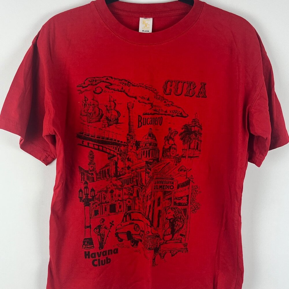 BFC Cuba Souvenir T Shirt Size L Red Short Sleeve 100% Cotton